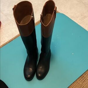 Ralph Lauren Black and Brown Over the Knee Boots